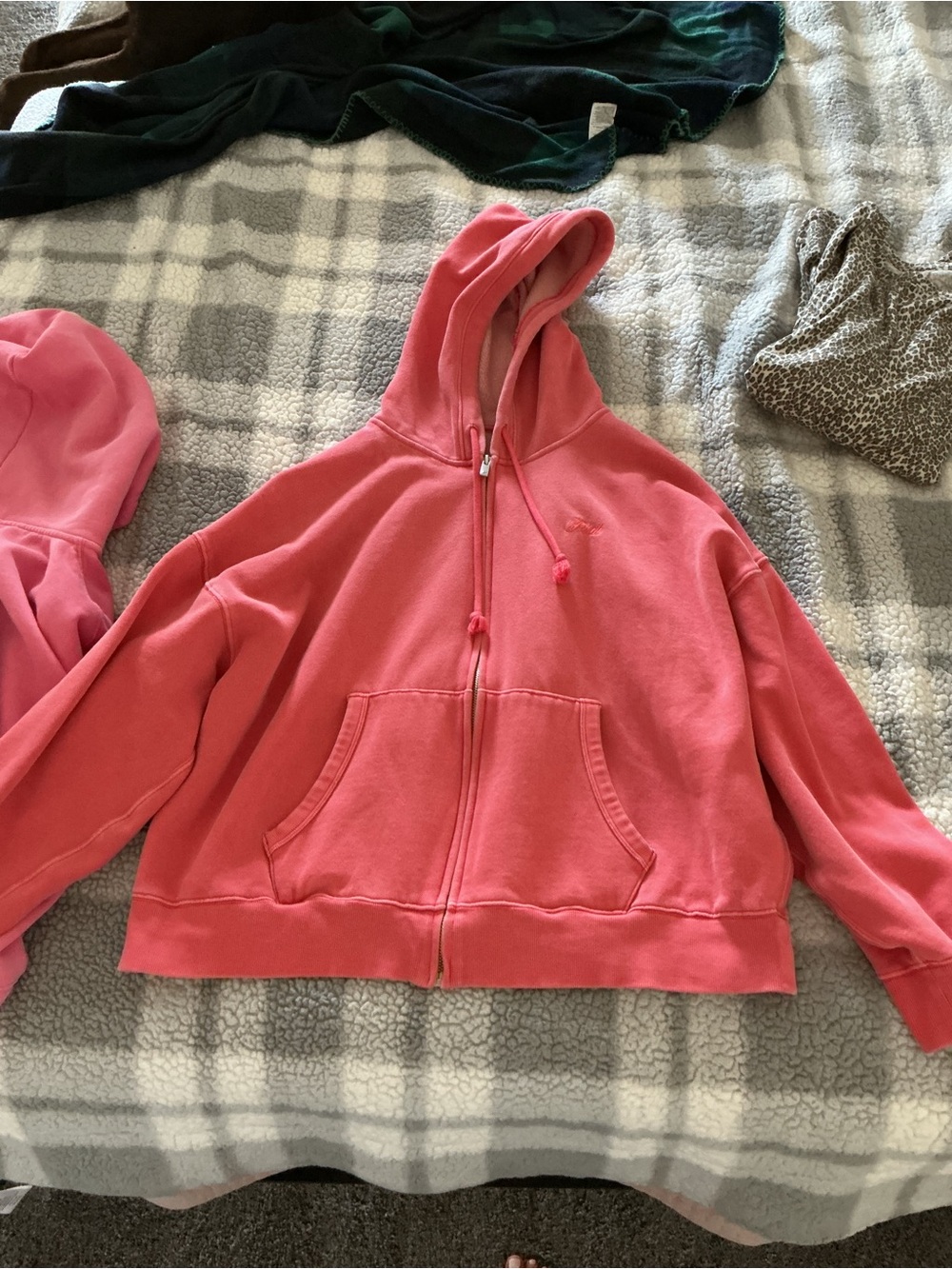 PINK Victoria's Secret Coral Pink Full-Zip Hoodie